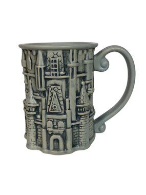 Disney Parks Cinderella Castle Ceramic Mug Gray Sculpted 3D Design